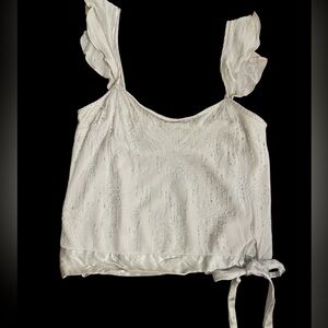 Champagne ivory & silver beaded chiffon & satin ruffle go out dress top blouse s